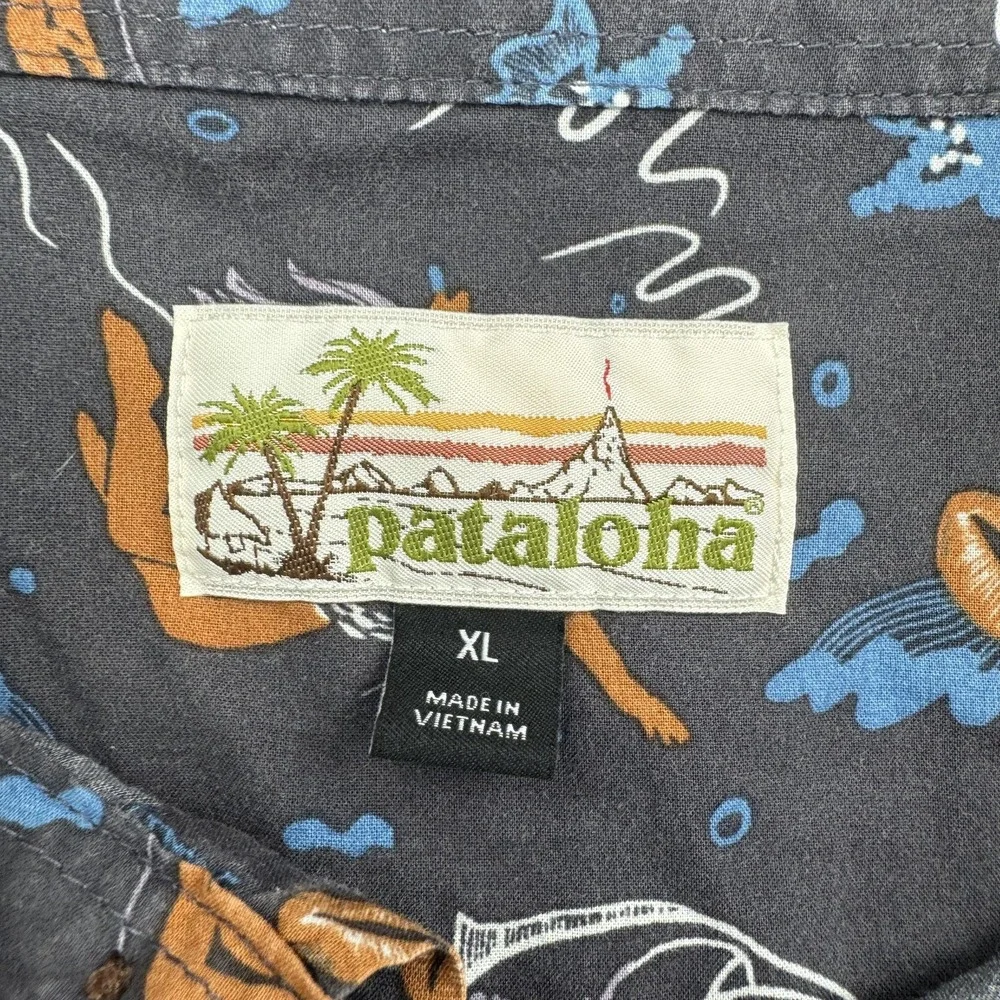 Pataloha Shirt Mens XL Gray Mermaid Nautical Print Hawaiian Aloha Patagonia - Picture 5 of 7
